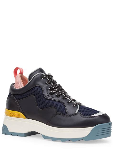 fendi t rex leather and mesh sneakers|Women's Luxury Sneakers .